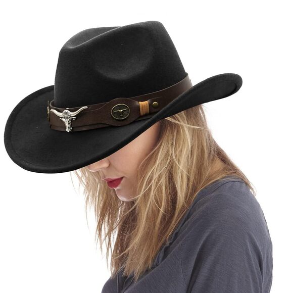 7353 Classic Felt Cowboy Cowgirl Hat Vintage Fedora Wide Brim main image 9